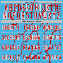 Charger l'image dans la galerie, Custom Sky Blue Red-White Lightning Sports Sublimation Soccer Uniform Jersey