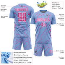 Загрузить изображение в средство просмотра галереи, Custom Light Blue Pink-White Lightning Sports Sublimation Soccer Uniform Jersey