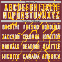 Загрузить изображение в средство просмотра галереи, Custom Burgundy Gold-White Lightning Sports Sublimation Soccer Uniform Jersey