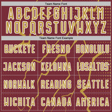 Загрузить изображение в средство просмотра галереи, Custom Burgundy Old Gold-White Lightning Sports Sublimation Soccer Uniform Jersey