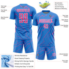 Load image into Gallery viewer, Custom Powder Blue Pink-White Lightning Sports Sublimation Soccer Uniform Jersey