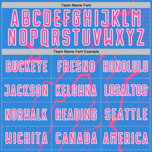 Load image into Gallery viewer, Custom Powder Blue Pink-White Lightning Sports Sublimation Soccer Uniform Jersey