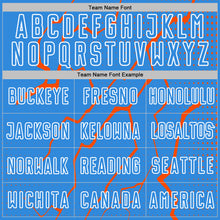 Load image into Gallery viewer, Custom Powder Blue Orange-White Lightning Sports Sublimation Soccer Uniform Jersey