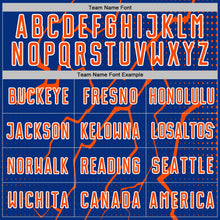 Charger l'image dans la galerie, Custom Royal Orange-White Lightning Sports Sublimation Soccer Uniform Jersey