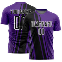 Charger l'image dans la galerie, Custom Purple Black-White Lines Sports Sublimation Soccer Uniform Jersey