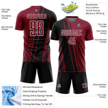 Load image into Gallery viewer, Custom Crimson Black-White Lines Sports Sublimation Soccer Uniform Jersey