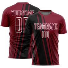 Load image into Gallery viewer, Custom Crimson Black-White Lines Sports Sublimation Soccer Uniform Jersey