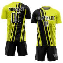 Charger l'image dans la galerie, Custom Neon Yellow Black-White Lines Sports Sublimation Soccer Uniform Jersey