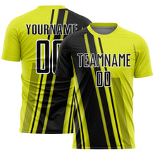 Charger l'image dans la galerie, Custom Neon Yellow Black-White Lines Sports Sublimation Soccer Uniform Jersey