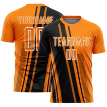 Load image into Gallery viewer, Custom Bay Orange Black-White Lines Sports Sublimation Soccer Uniform Jersey