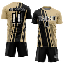 Load image into Gallery viewer, Custom Vegas Gold Black-White Lines Sports Sublimation Soccer Uniform Jersey