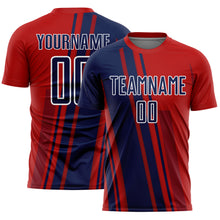 Charger l'image dans la galerie, Custom Red Navy-White Lines Sports Sublimation Soccer Uniform Jersey