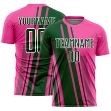 Laden Sie das Bild in den Galerie-Viewer, Custom Pink Green-White Lines Sports Sublimation Soccer Uniform Jersey