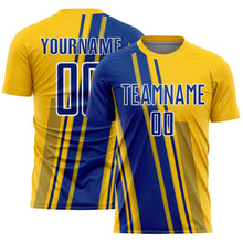 Charger l'image dans la galerie, Custom Yellow Royal-White Lines Sports Sublimation Soccer Uniform Jersey