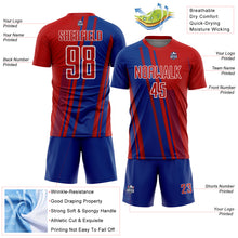 Charger l'image dans la galerie, Custom Red Royal-White Lines Sports Sublimation Soccer Uniform Jersey