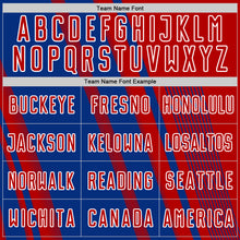 Charger l'image dans la galerie, Custom Red Royal-White Lines Sports Sublimation Soccer Uniform Jersey