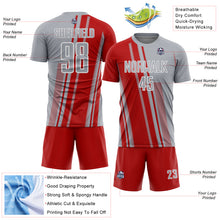 Charger l'image dans la galerie, Custom Gray Red-White Lines Sports Sublimation Soccer Uniform Jersey
