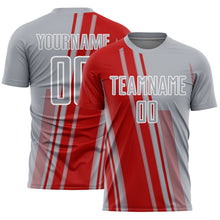 Charger l'image dans la galerie, Custom Gray Red-White Lines Sports Sublimation Soccer Uniform Jersey