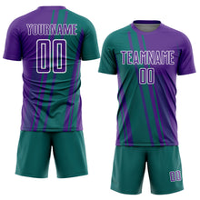 Charger l'image dans la galerie, Custom Purple Teal-White Lines Sports Sublimation Soccer Uniform Jersey