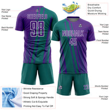 Charger l'image dans la galerie, Custom Purple Teal-White Lines Sports Sublimation Soccer Uniform Jersey