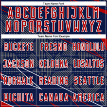 Load image into Gallery viewer, Custom Navy Red-White Lines Sports Sublimation Soccer Uniform Jersey