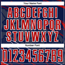 Load image into Gallery viewer, Custom Navy Red-White Lines Sports Sublimation Soccer Uniform Jersey