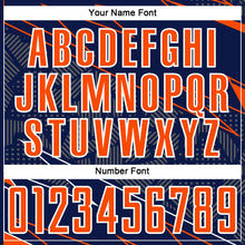 Load image into Gallery viewer, Custom Navy Orange-White Lines Sports Sublimation Soccer Uniform Jersey