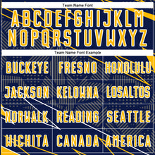 Load image into Gallery viewer, Custom Navy Gold-White Lines Sports Sublimation Soccer Uniform Jersey