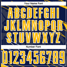Load image into Gallery viewer, Custom Navy Gold-White Lines Sports Sublimation Soccer Uniform Jersey