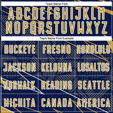 Load image into Gallery viewer, Custom Navy Old Gold-White Lines Sports Sublimation Soccer Uniform Jersey