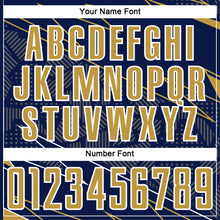 Load image into Gallery viewer, Custom Navy Old Gold-White Lines Sports Sublimation Soccer Uniform Jersey