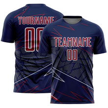 Load image into Gallery viewer, Custom Navy Crimson-White Lines Sports Sublimation Soccer Uniform Jersey