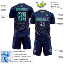 Load image into Gallery viewer, Custom Navy Teal-White Lines Sports Sublimation Soccer Uniform Jersey