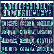 Load image into Gallery viewer, Custom Navy Teal-White Lines Sports Sublimation Soccer Uniform Jersey