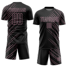 Загрузить изображение в средство просмотра галереи, Custom Black Light Pink Lines Sports Sublimation Soccer Uniform Jersey