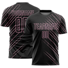 Загрузить изображение в средство просмотра галереи, Custom Black Light Pink Lines Sports Sublimation Soccer Uniform Jersey