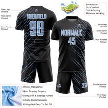 Load image into Gallery viewer, Custom Black Light Blue-White Lines Sports Sublimation Soccer Uniform Jersey