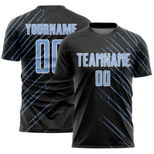 Load image into Gallery viewer, Custom Black Light Blue-White Lines Sports Sublimation Soccer Uniform Jersey