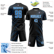 Laden Sie das Bild in den Galerie-Viewer, Custom Black Powder Blue-White Lines Sports Sublimation Soccer Uniform Jersey