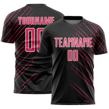 Laden Sie das Bild in den Galerie-Viewer, Custom Black Neon Pink-White Lines Sports Sublimation Soccer Uniform Jersey