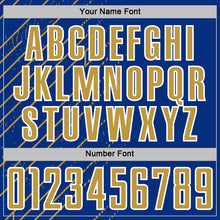 Загрузить изображение в средство просмотра галереи, Custom Royal Old Gold-White Lines Sports Sublimation Soccer Uniform Jersey