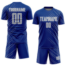 Charger l'image dans la galerie, Custom Royal Gray-White Lines Sports Sublimation Soccer Uniform Jersey