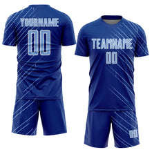 Charger l'image dans la galerie, Custom Royal Light Blue-White Lines Sports Sublimation Soccer Uniform Jersey