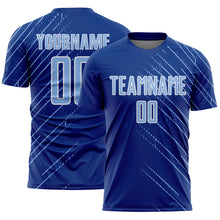 Charger l'image dans la galerie, Custom Royal Light Blue-White Lines Sports Sublimation Soccer Uniform Jersey