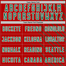 Laden Sie das Bild in den Galerie-Viewer, Custom Red Kelly Green-White Lines Sports Sublimation Soccer Uniform Jersey