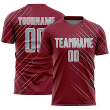 Load image into Gallery viewer, Custom Crimson Gray-White Lines Sports Sublimation Soccer Uniform Jersey