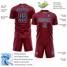 Load image into Gallery viewer, Custom Crimson Navy-Black Lines Sports Sublimation Soccer Uniform Jersey