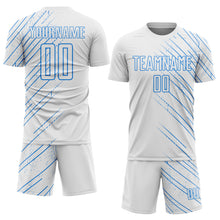 Загрузить изображение в средство просмотра галереи, Custom White Powder Blue Lines Sports Sublimation Soccer Uniform Jersey