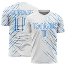 Загрузить изображение в средство просмотра галереи, Custom White Powder Blue Lines Sports Sublimation Soccer Uniform Jersey
