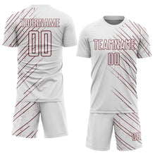 Charger l'image dans la galerie, Custom White Burgundy Lines Sports Sublimation Soccer Uniform Jersey
